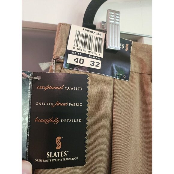 VTG Levi's Slates Worsted Wool Pleated Pants sz 40x32 Cuffed Brown NWT - Picture 2 of 8